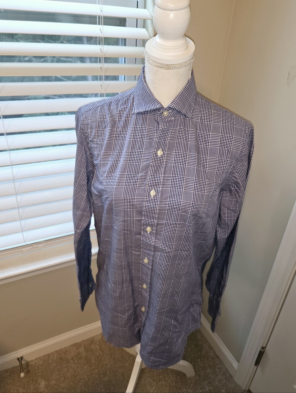 Ralph Lauren Navy and White Plaid Dress Shirt